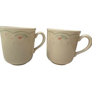 Vintage Corning Ware Corelle Calico Rose Coffee Tea Cup‎ Mug set of 2